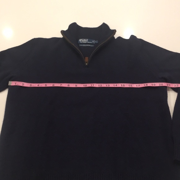 Polo L MENs 100% Cashmere, 1/2 Zip Navy - Picture 6 of 9